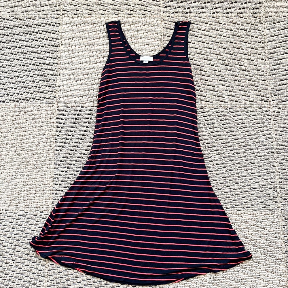 Calvin Klein Red and Black Striped Tank Dress-Size 8